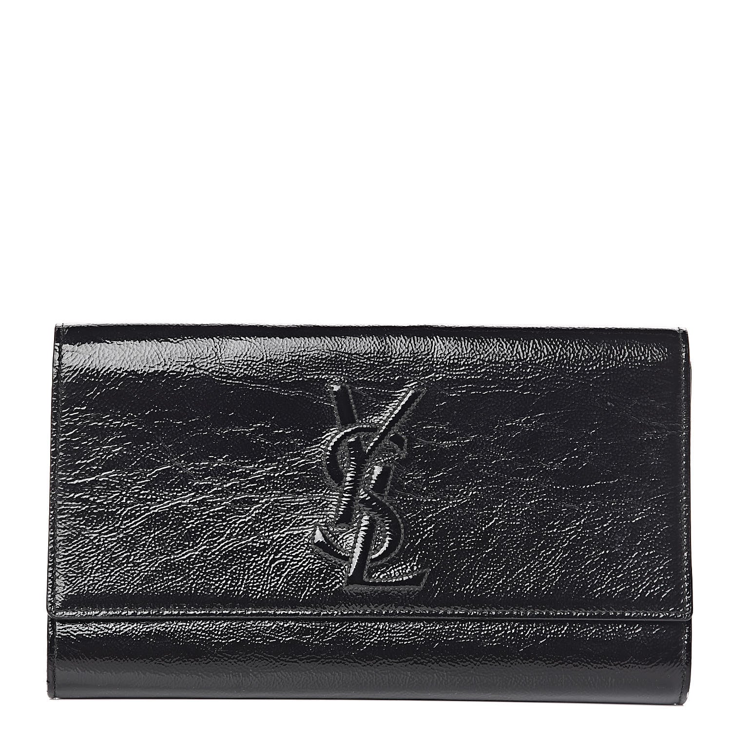 Saint Laurent Textured Patent Monogram Large Belle De Jour Clutch Black 1 of 7