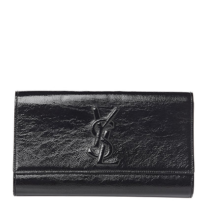 Saint Laurent Textured Patent Monogram Large Belle De Jour Clutch Black 1 of 7