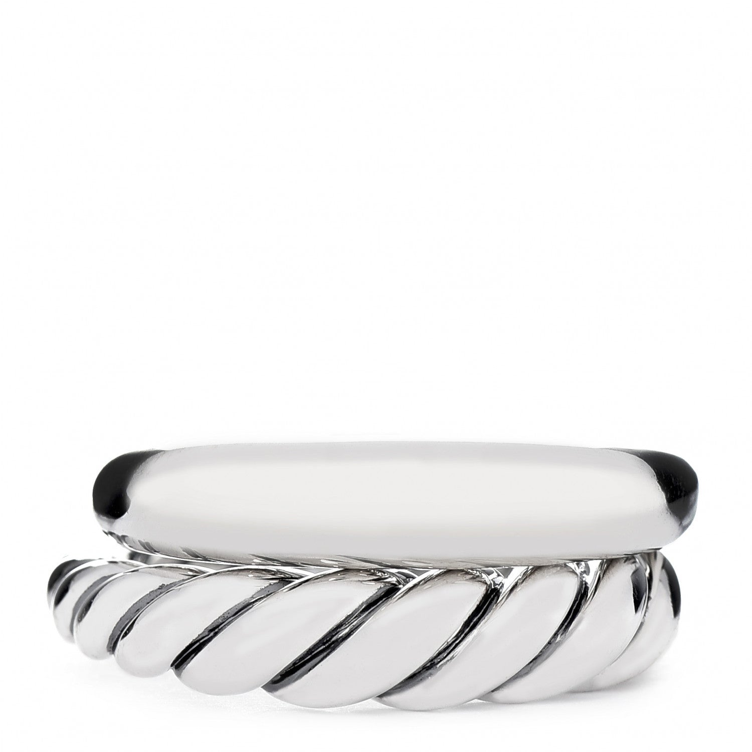 David Yurman Sterling Silver 5mm Pure Form Set of 2 Stack Rings 57 8 2 of 6