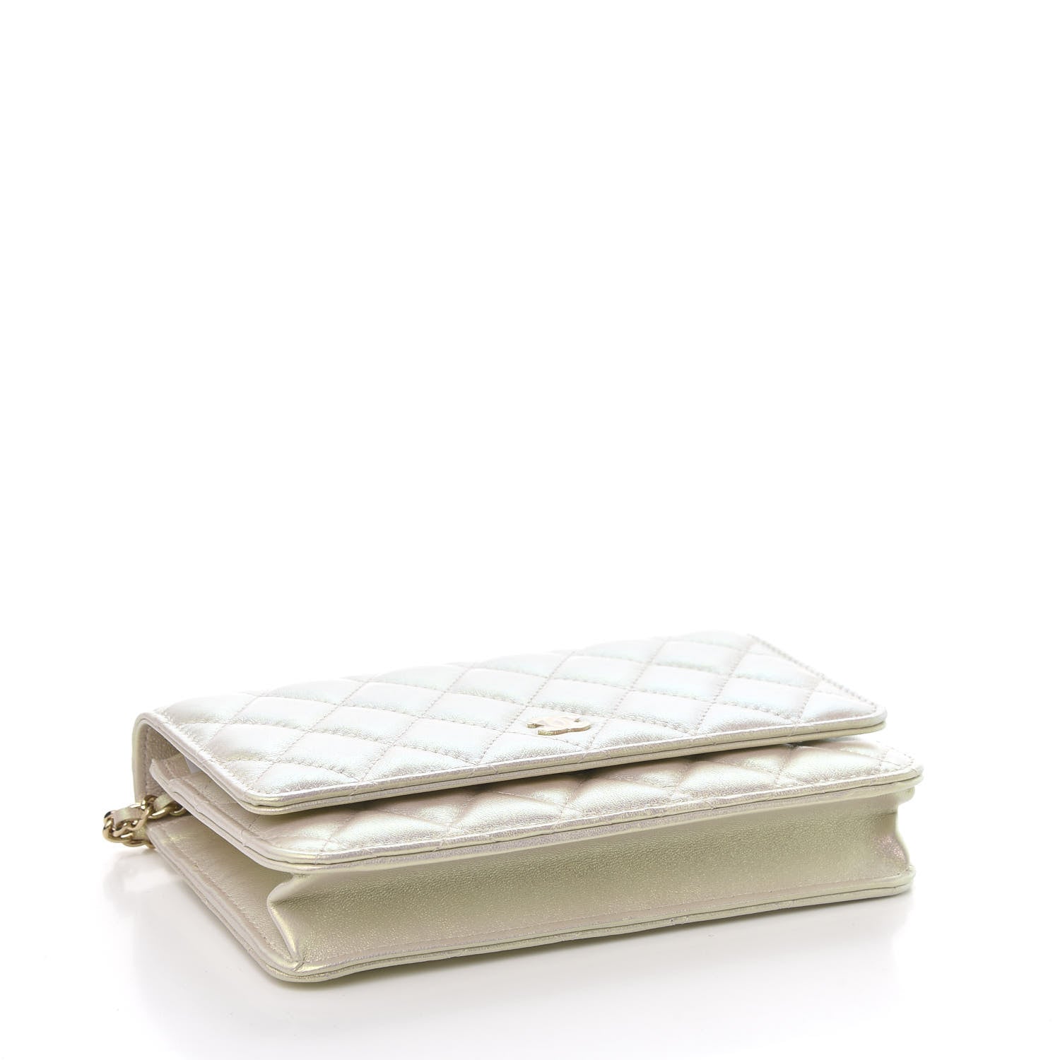 Chanel Iridescent Lambskin Quilted Wallet On Chain WOC Ivory 4 of 11