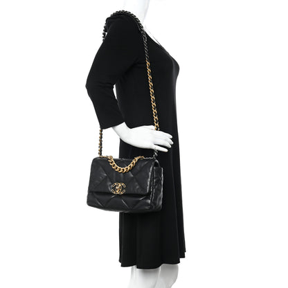 Chanel Shiny Goatskin Quilted Medium Chanel 19 Flap Black 2 of 10