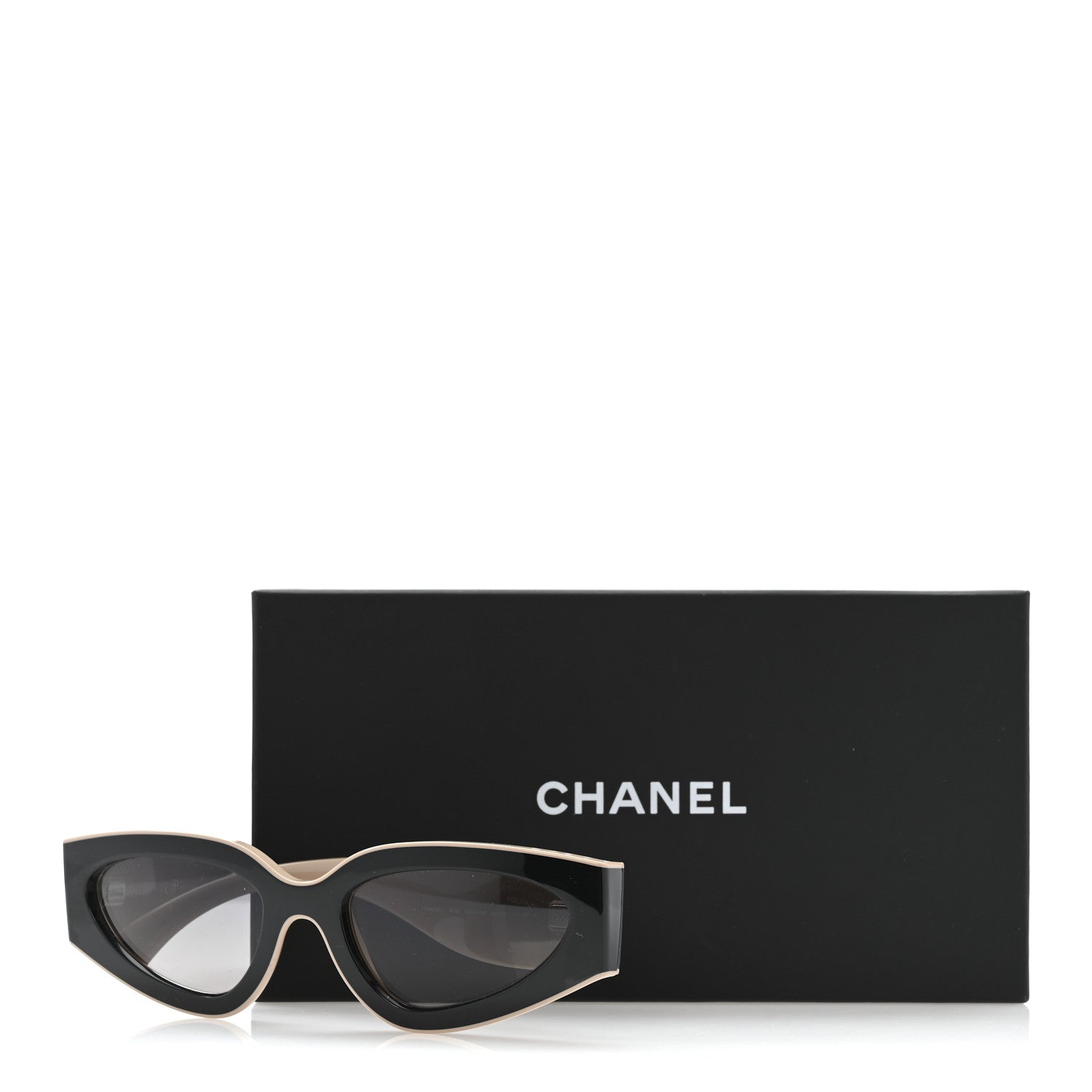 Chanel Acetate Cat Eye Sunglasses 6056 Black Beige 8 of 8
