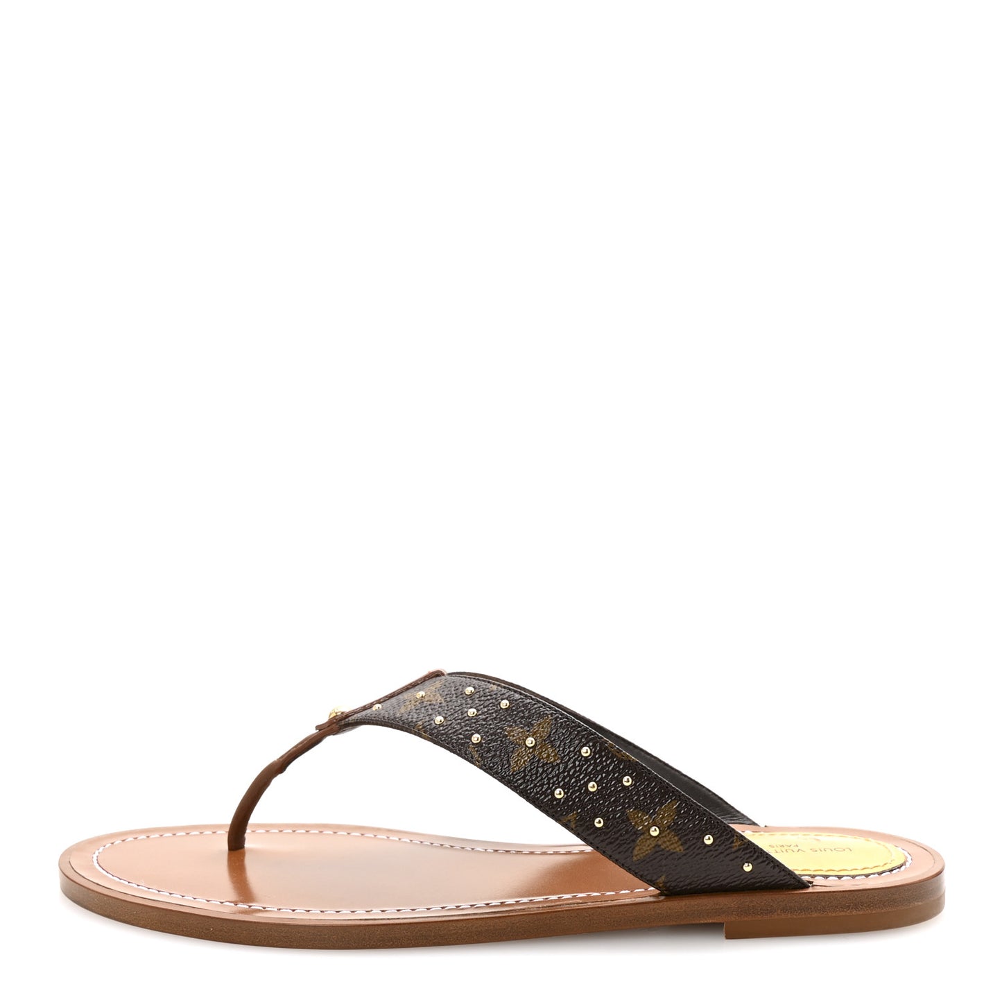 Monogram Sunny Flat Thong Sandals 38 Brown