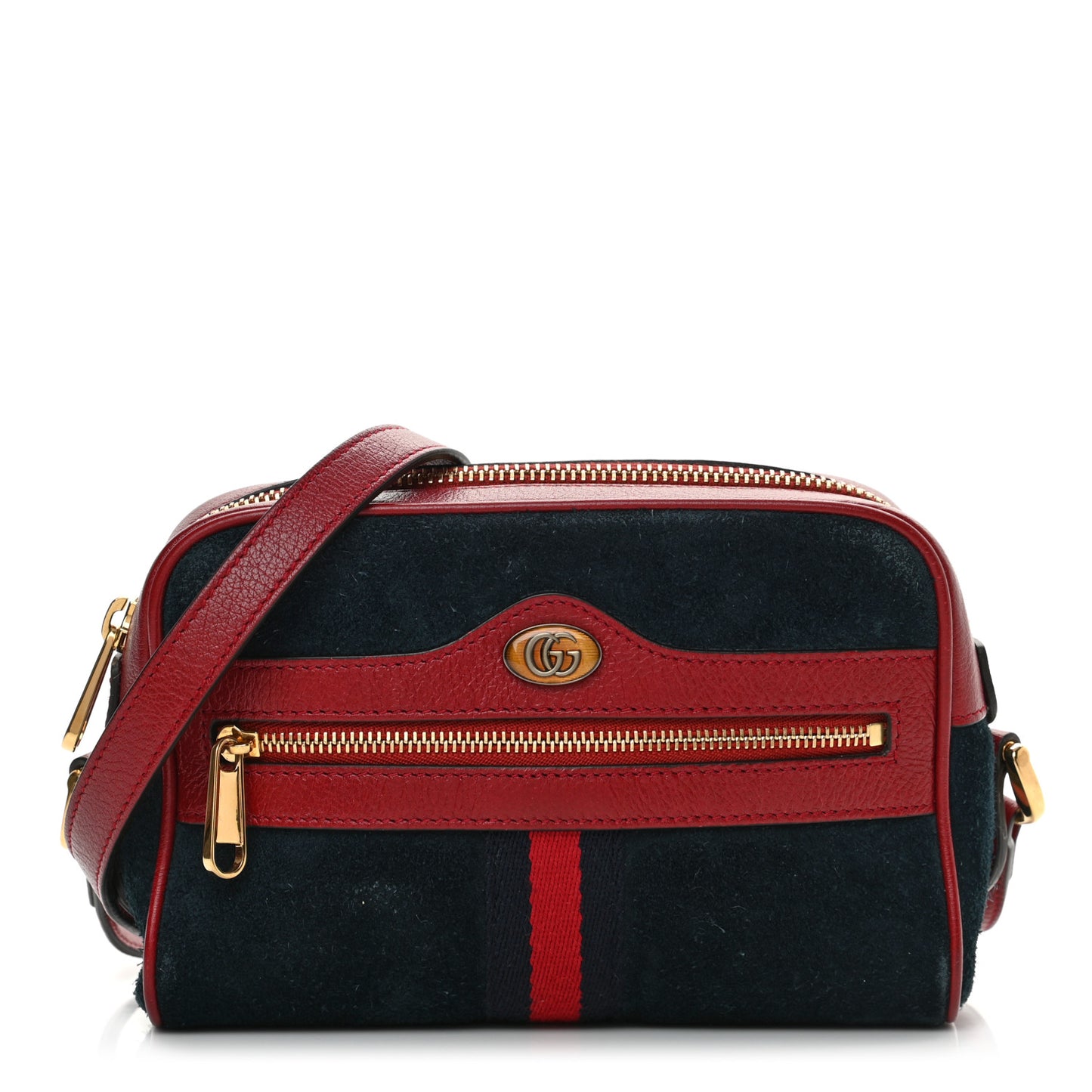 Suede Calfskin Web Mini Ophidia Shoulder Bag New Blue Romantic Cherry