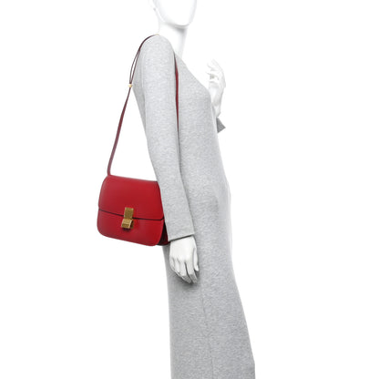 Celine Box Calfskin Medium Classic Box Flap Bag Red 2 of 13