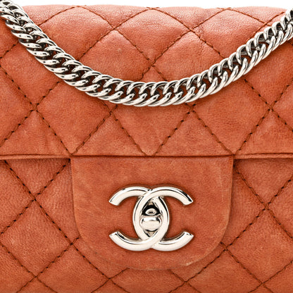 Chanel Glazed Lambskin Quilted Bijoux Chain East West Flap Dark Orange 9 of 13