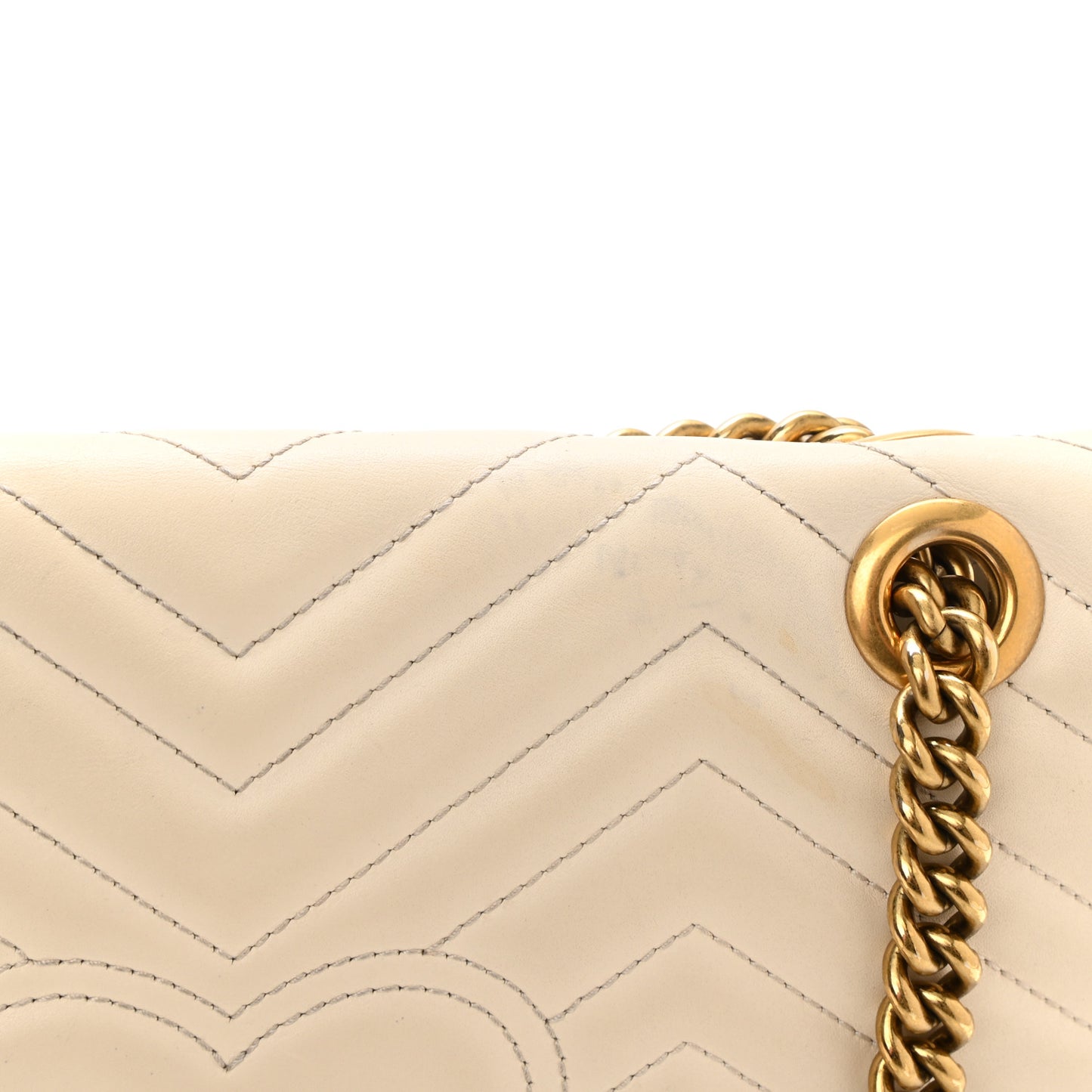 Calfskin Matelasse Small GG Marmont Shoulder Bag White