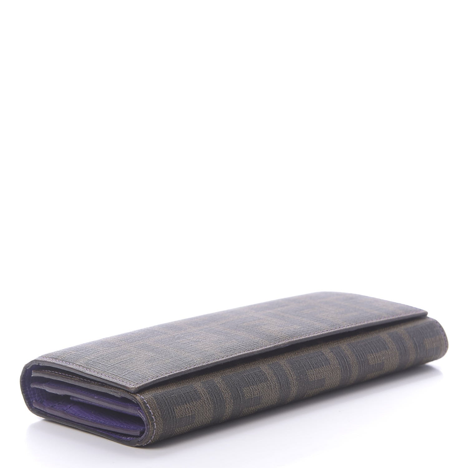 Fendi Zucca Spalmati Vitello Elite Continental Wallet Tobacco Viola 4 of 13