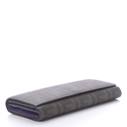 Fendi Zucca Spalmati Vitello Elite Continental Wallet Tobacco Viola 4 of 13