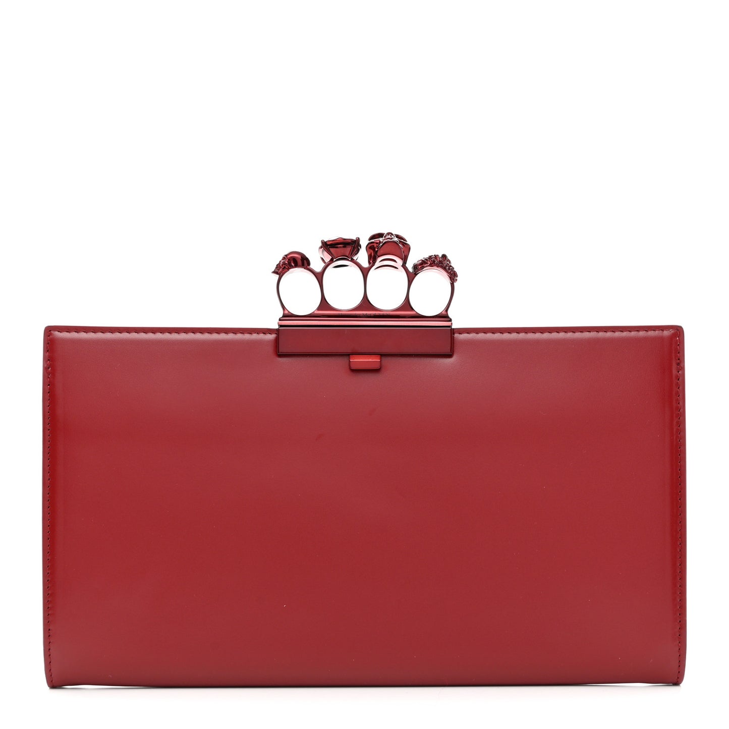 Calfskin Knuckle Flat Clutch Oxblood