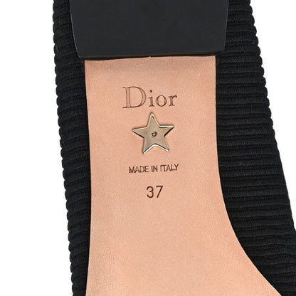Christian Dior Fabric Ribbon Embroidered J'Adior Ballet Flats 37 Black 6 of 10