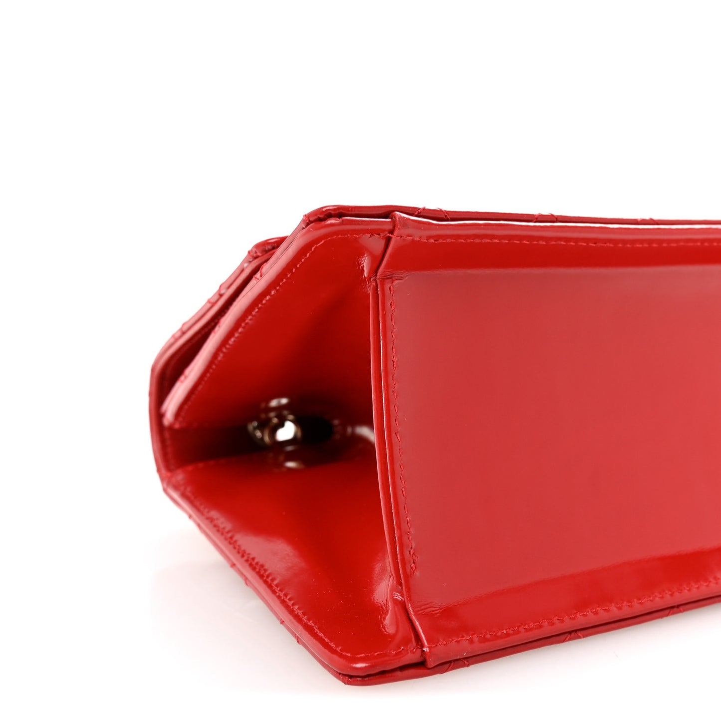 Glazed Calfskin Quilted East West Flap Red