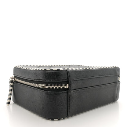 Chanel Caviar Quilted Striped Medium CC Filigree Vanity Case Black White 4 of 12