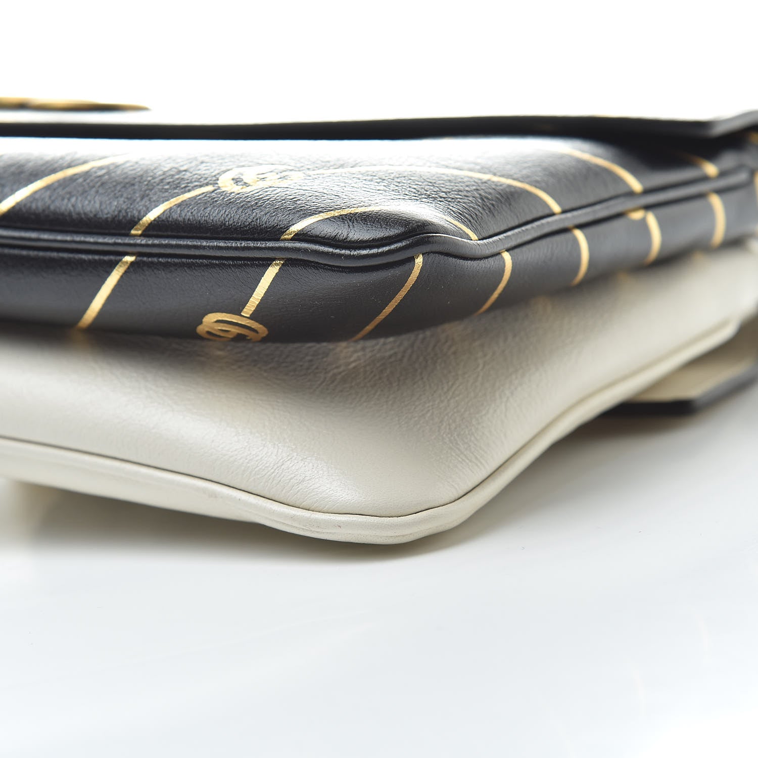 Gucci Calfskin Diagonal GG Medium Thiara Double Envelope Shoulder Bag Black White 12 of 12
