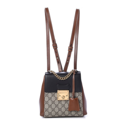 Gucci GG Supreme Monogram Calfskin Padlock Backpack Beige Cuir Black 1 of 8