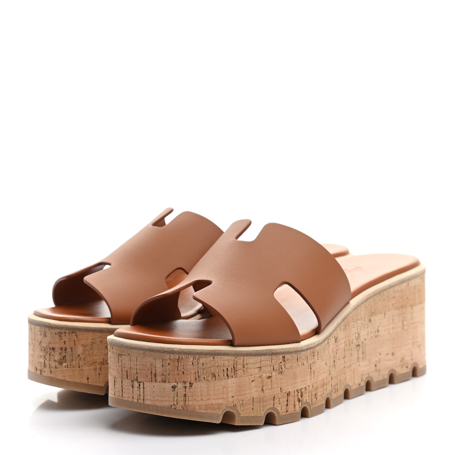 Hermes Calfskin Cork Eze 30 Sandals 39 Marron Glaise 3 of 8