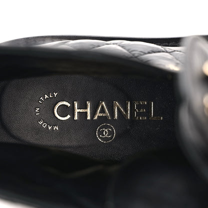Chanel Shiny Calfskin Quilted Lace Up Combat Boots 36.5 Black 7 of 8