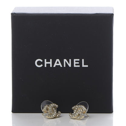 Chanel Crystal Mini Timeless CC Earrings Gold 5 of 5