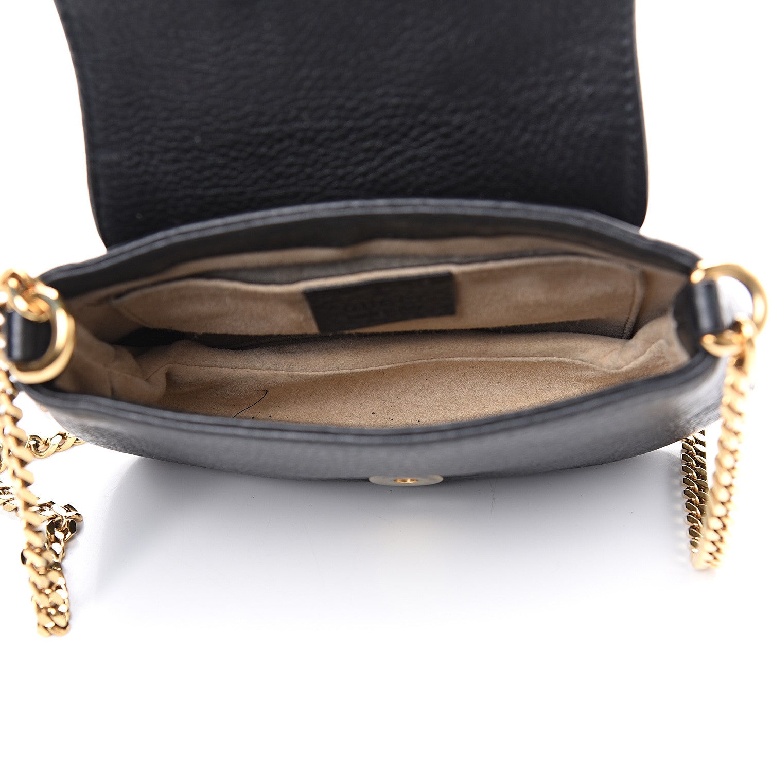Gucci Pebbled Calfskin Small 1973 Chain Shoulder Bag Black 4 of 10