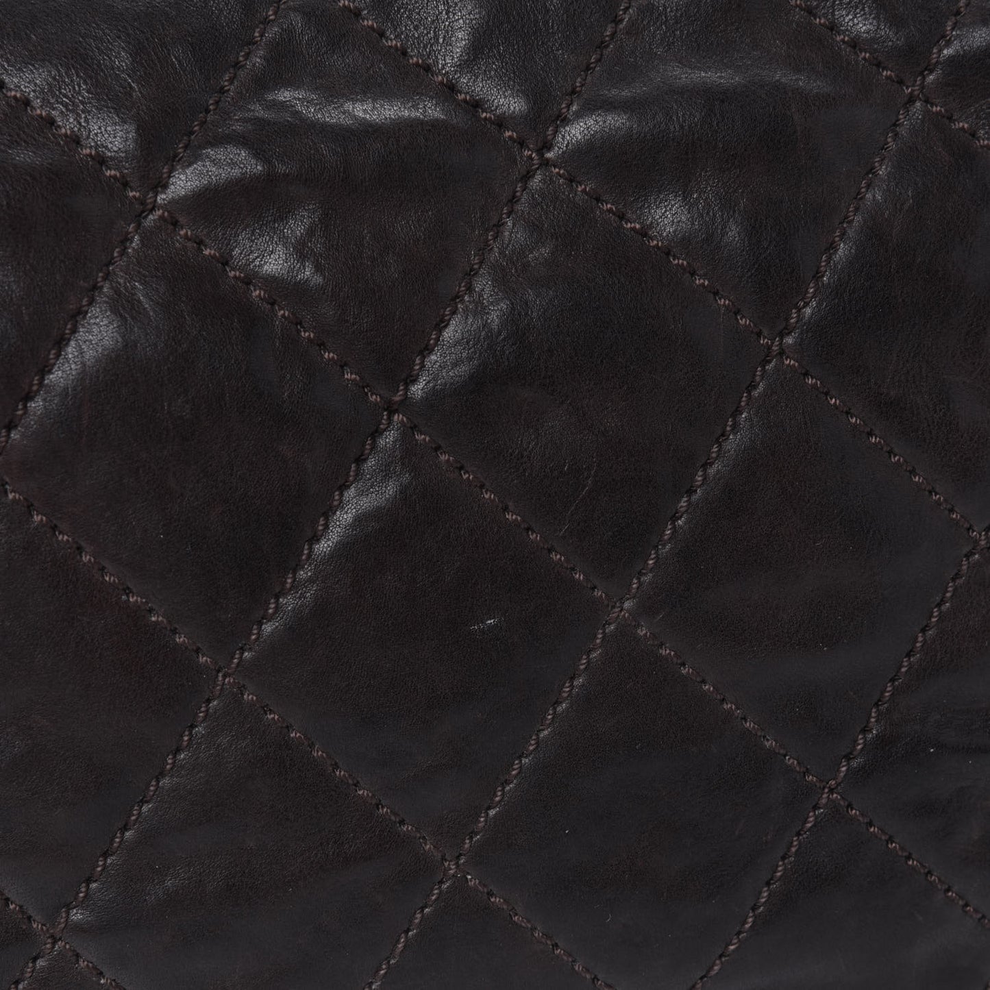Calfskin Quilted Modern Chain Flap Brown