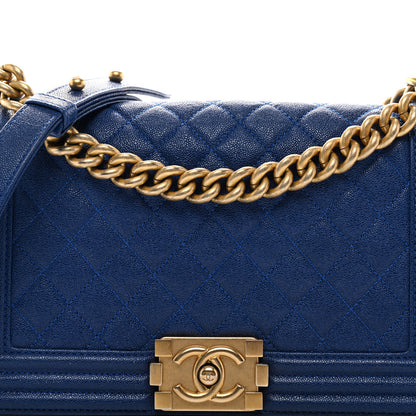 Chanel Caviar Quilted Medium Boy Flap Blue 8 of 10