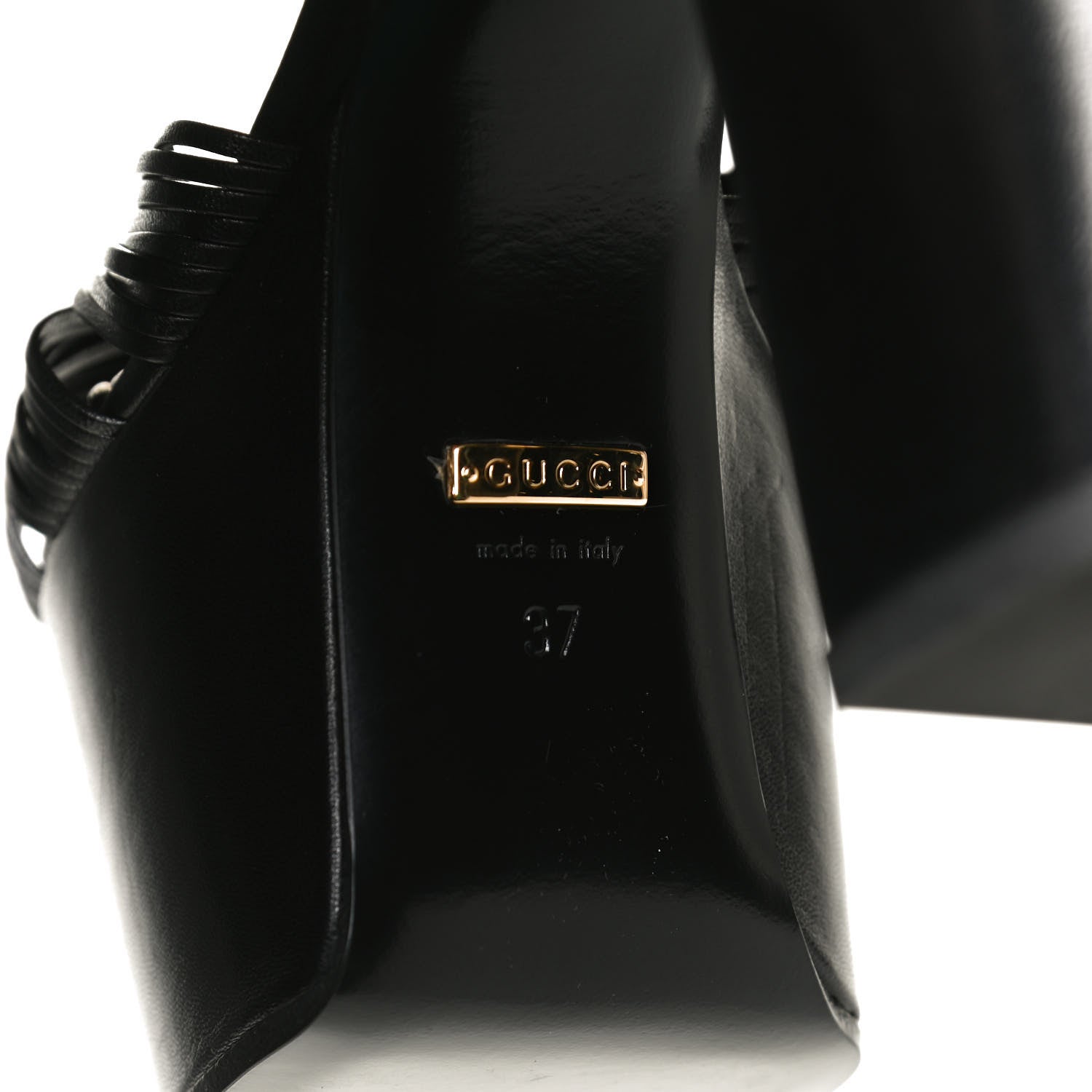 Saint Laurent GUCCI Calfskin Knotted Strap Crawford Platform Sandals 37 Black 10 of 10