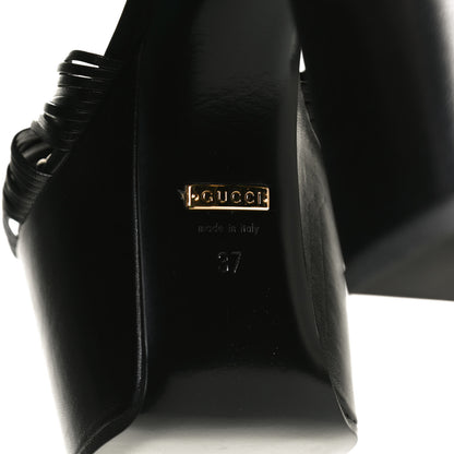 Saint Laurent GUCCI Calfskin Knotted Strap Crawford Platform Sandals 37 Black 10 of 10