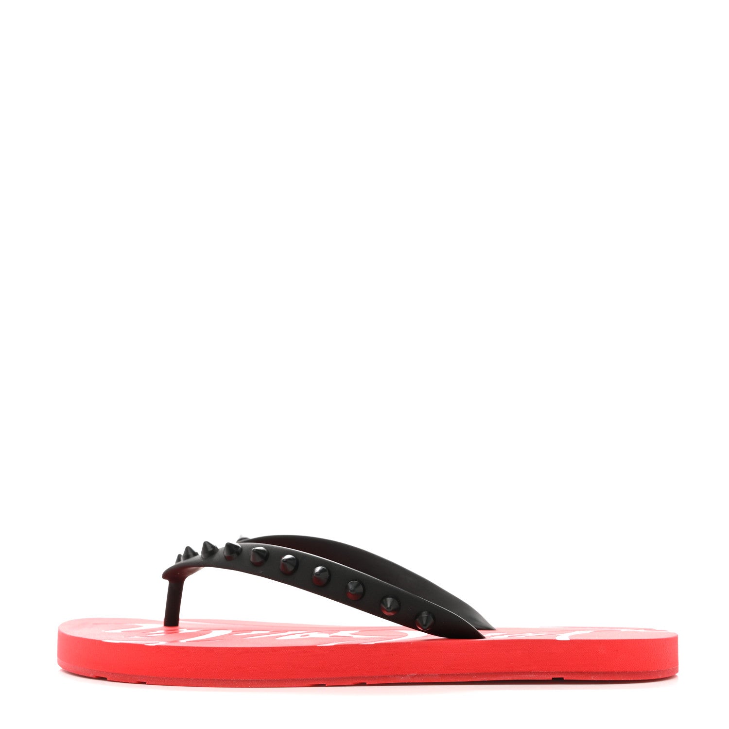 Christian Louboutin Rubber Spike Loubi Donna Flip Flop 36 Black Red 1 of 8