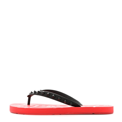 Christian Louboutin Rubber Spike Loubi Donna Flip Flop 36 Black Red 1 of 8