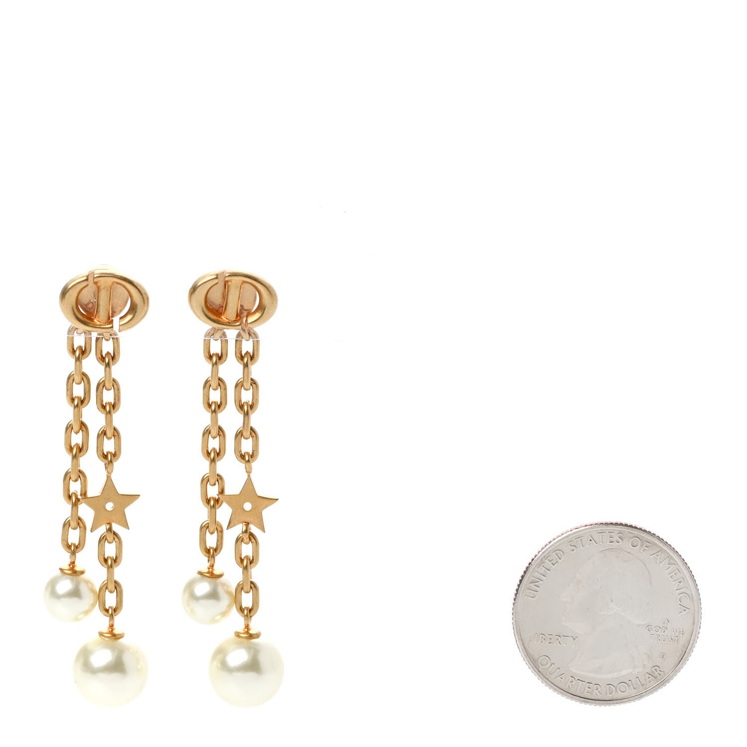 Christian Dior Pearl CD Navy Earrings Gold 2 of 4