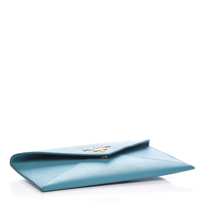 Prada Saffiano Metal Envelope Wallet Turchese 4 of 8