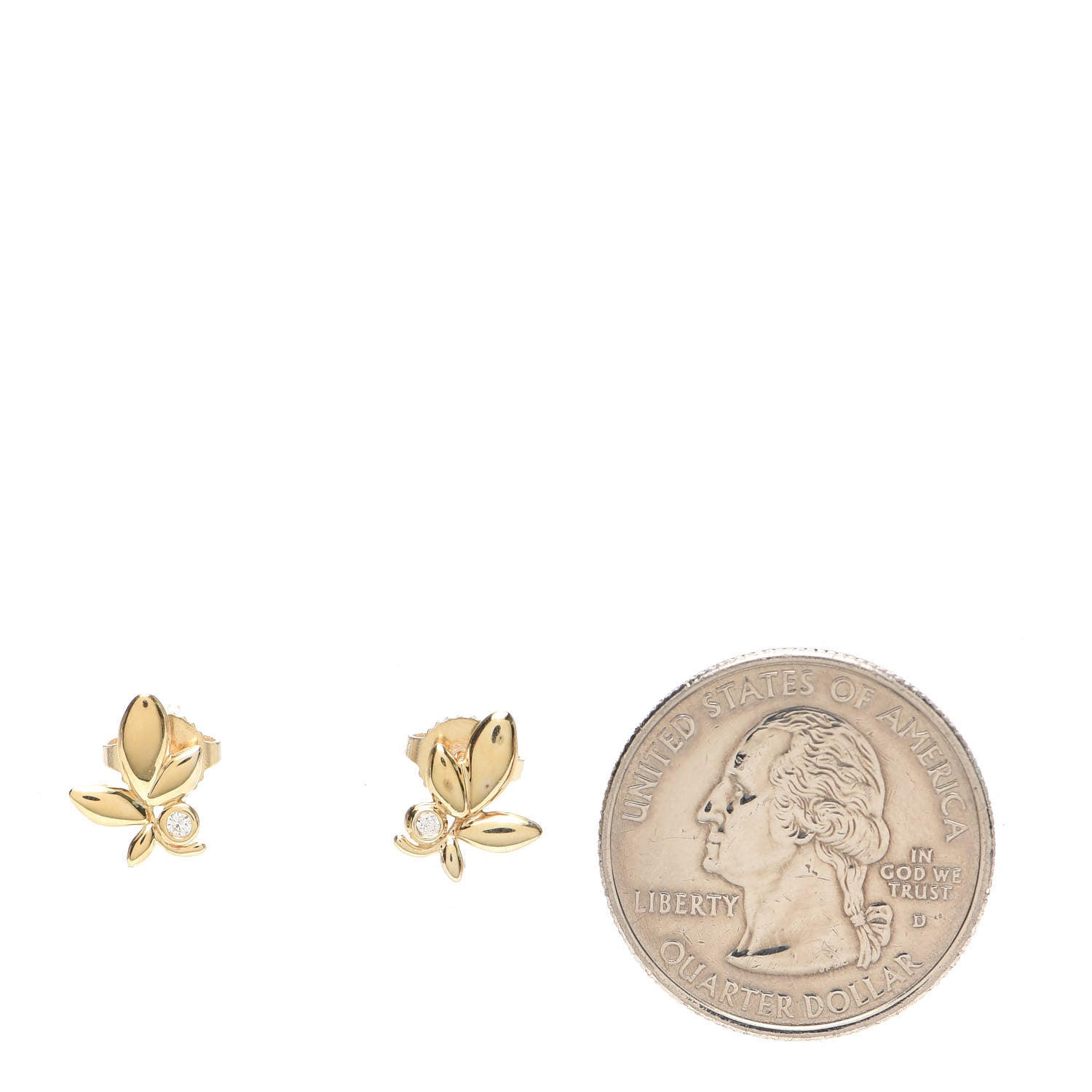 Tiffany 18K Yellow Gold Diamond Paloma Picasso Olive Leaf Earrings 2 of 5