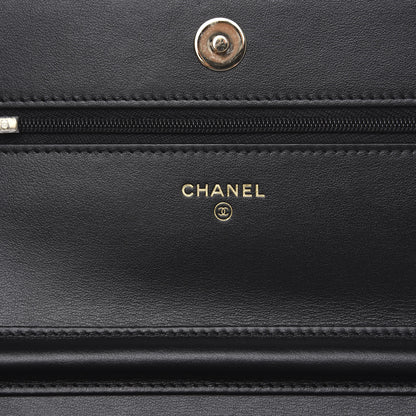 Chanel Tweed Quilted Wallet On Chain WOC Black Ecru White 5 of 10