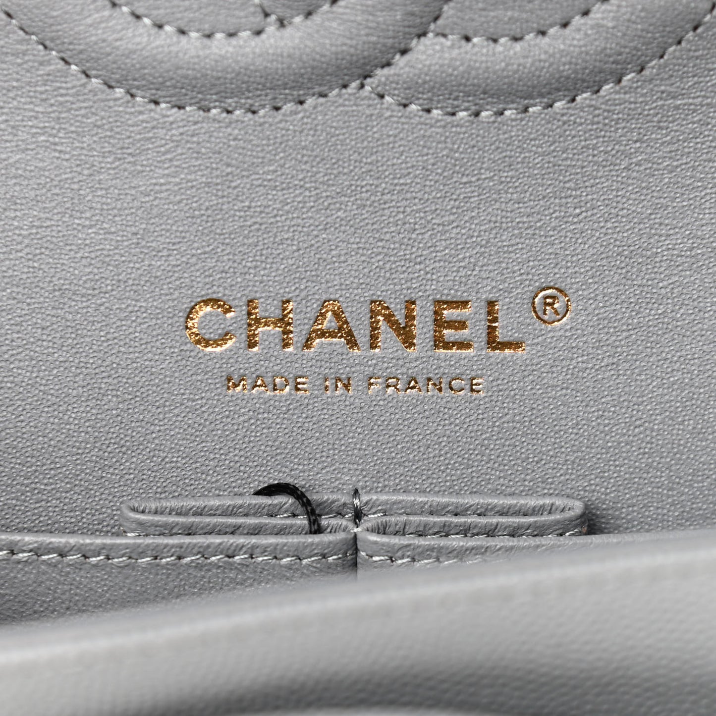 Caviar Quilted Medium Double Flap Grey