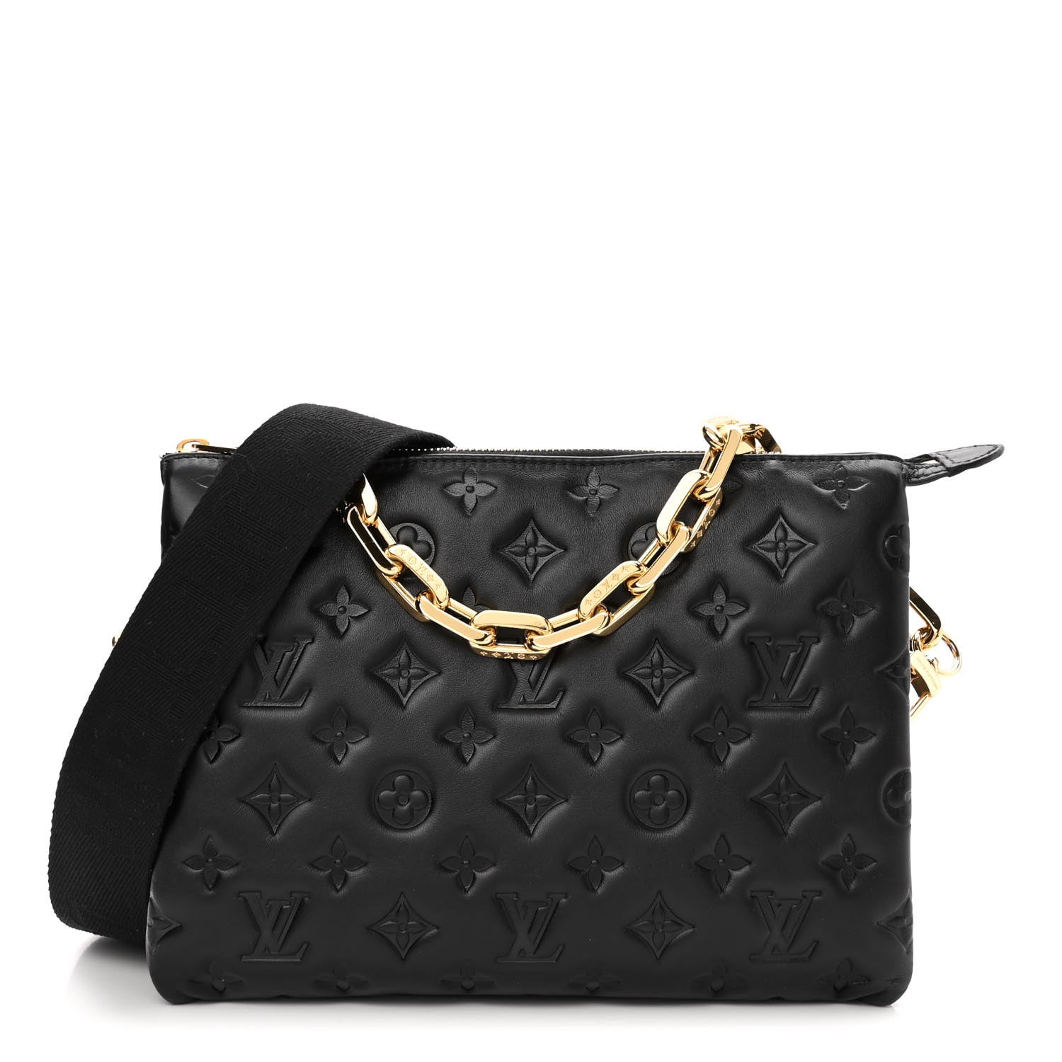 Louis Vuitton Lambskin Embossed Monogram Coussin PM Black 1 of 9