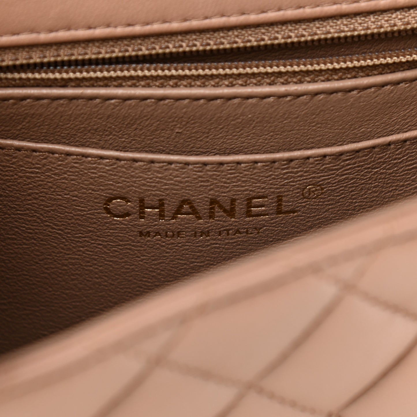 Lambskin Quilted Mini Square Flap Beige