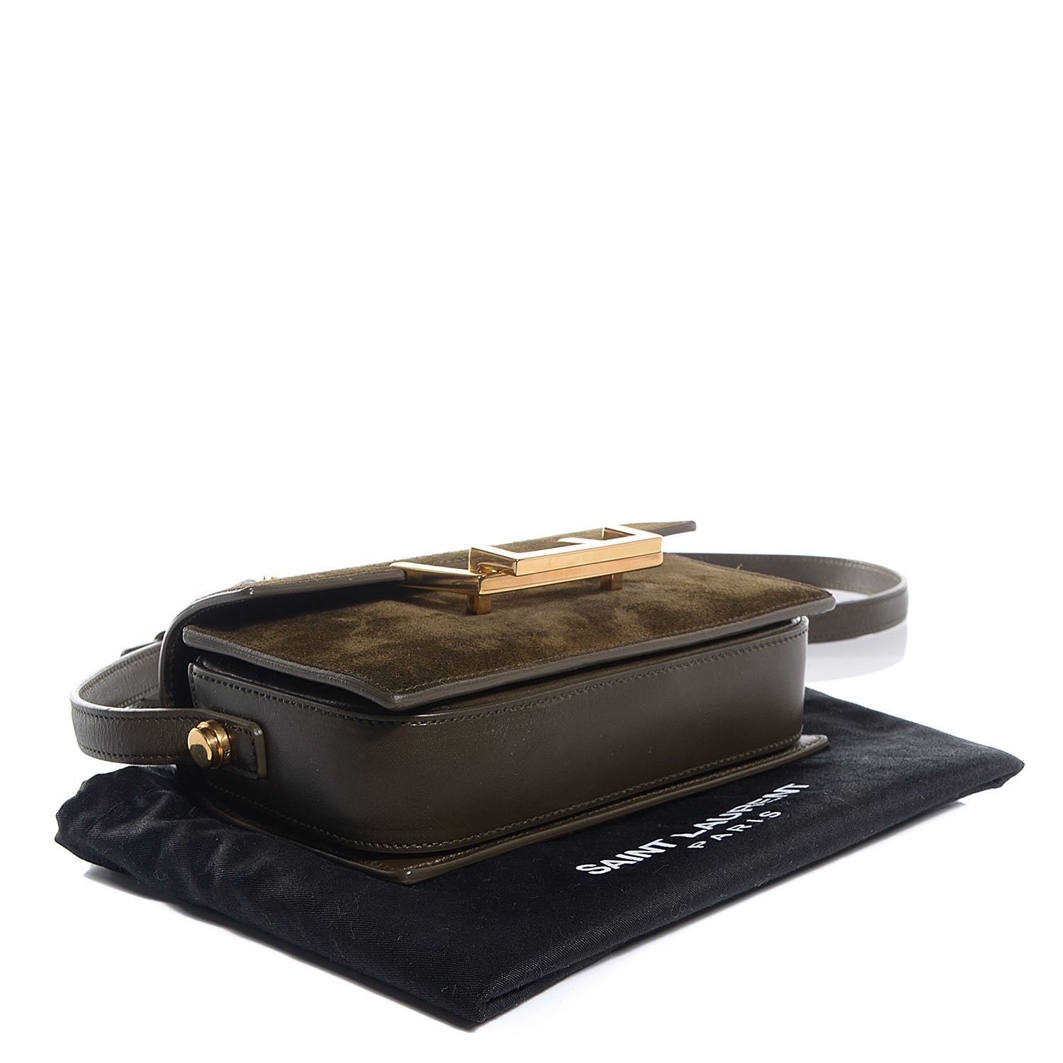 Saint Laurent Suede Small Lulu Crossbody Bag Kaki 4 of 9
