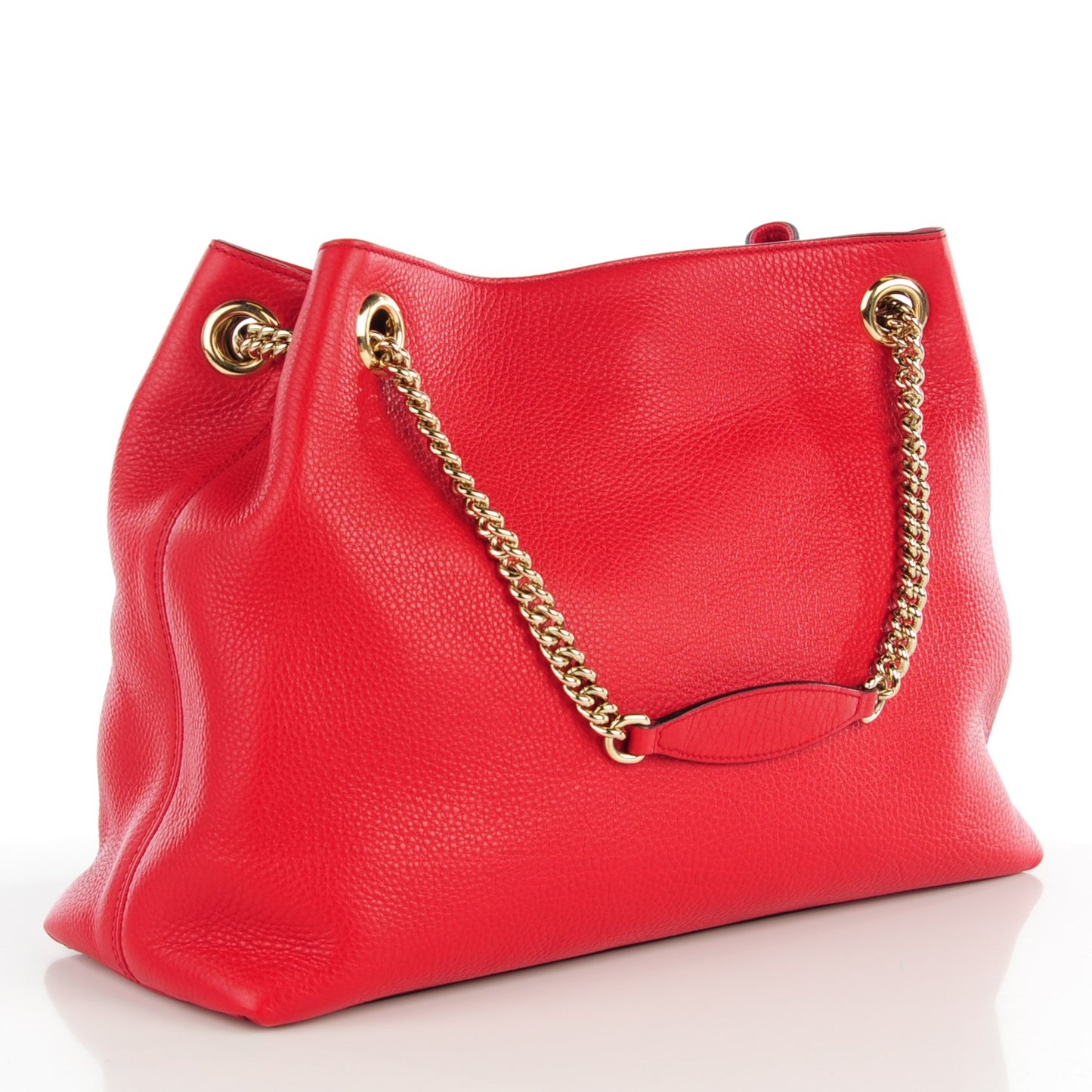 Pebbled Calfskin Medium Soho Chain Shoulder Bag Tabasco Red