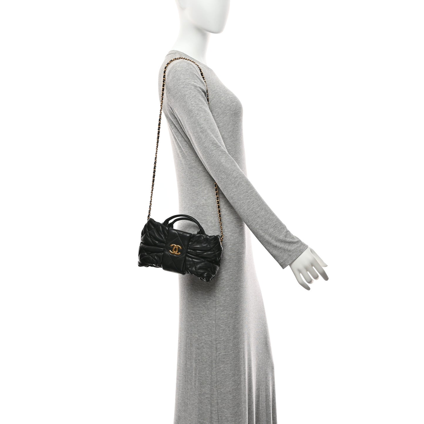 Lambskin Quilted Mini Bow Bag Black