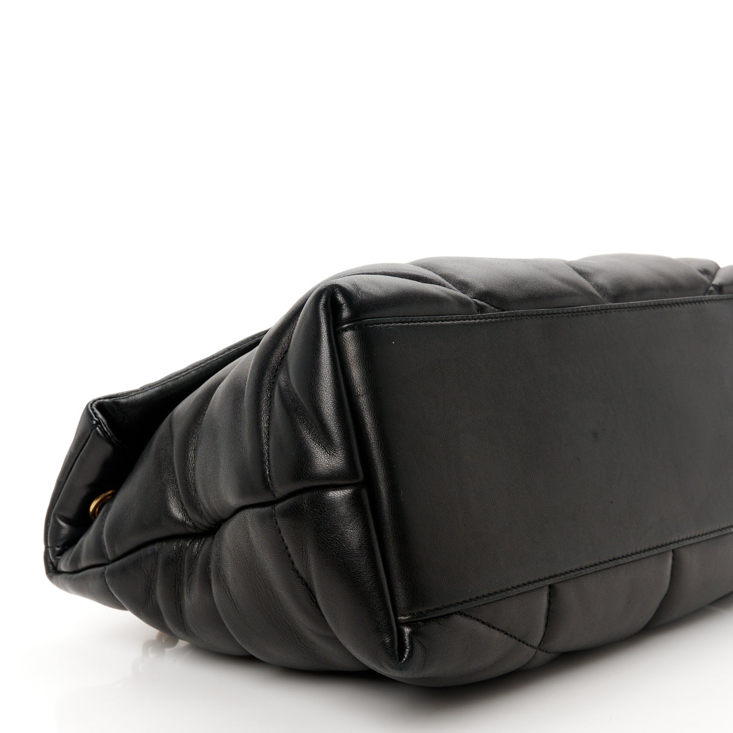 Lambskin Quilted Medium Loulou Puffer Monogram Chain Satchel Black