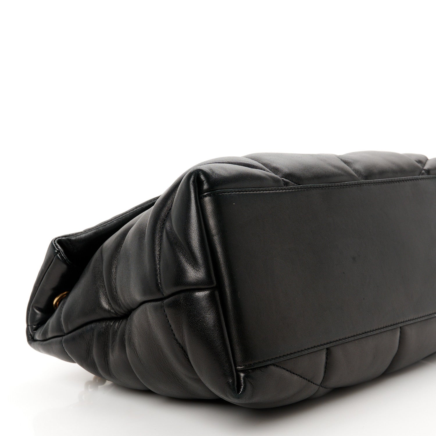 Saint Laurent Lambskin Quilted Medium Loulou Puffer Monogram Chain Satchel Black 10 of 11