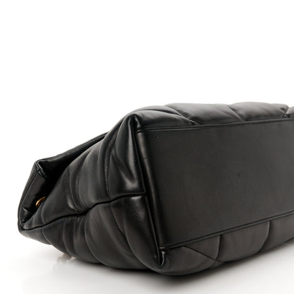 Saint Laurent Lambskin Quilted Medium Loulou Puffer Monogram Chain Satchel Black 10 of 11