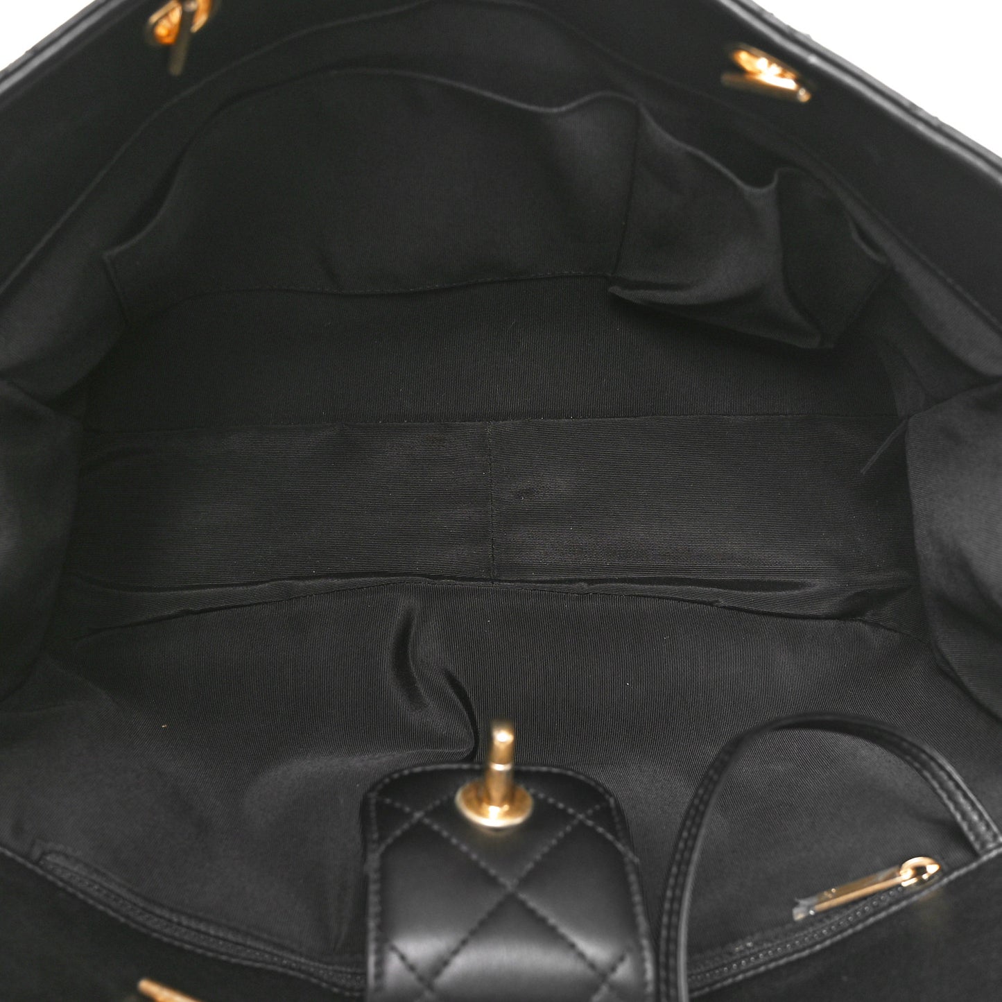Calfskin Quilted Large Shopping Tote Black