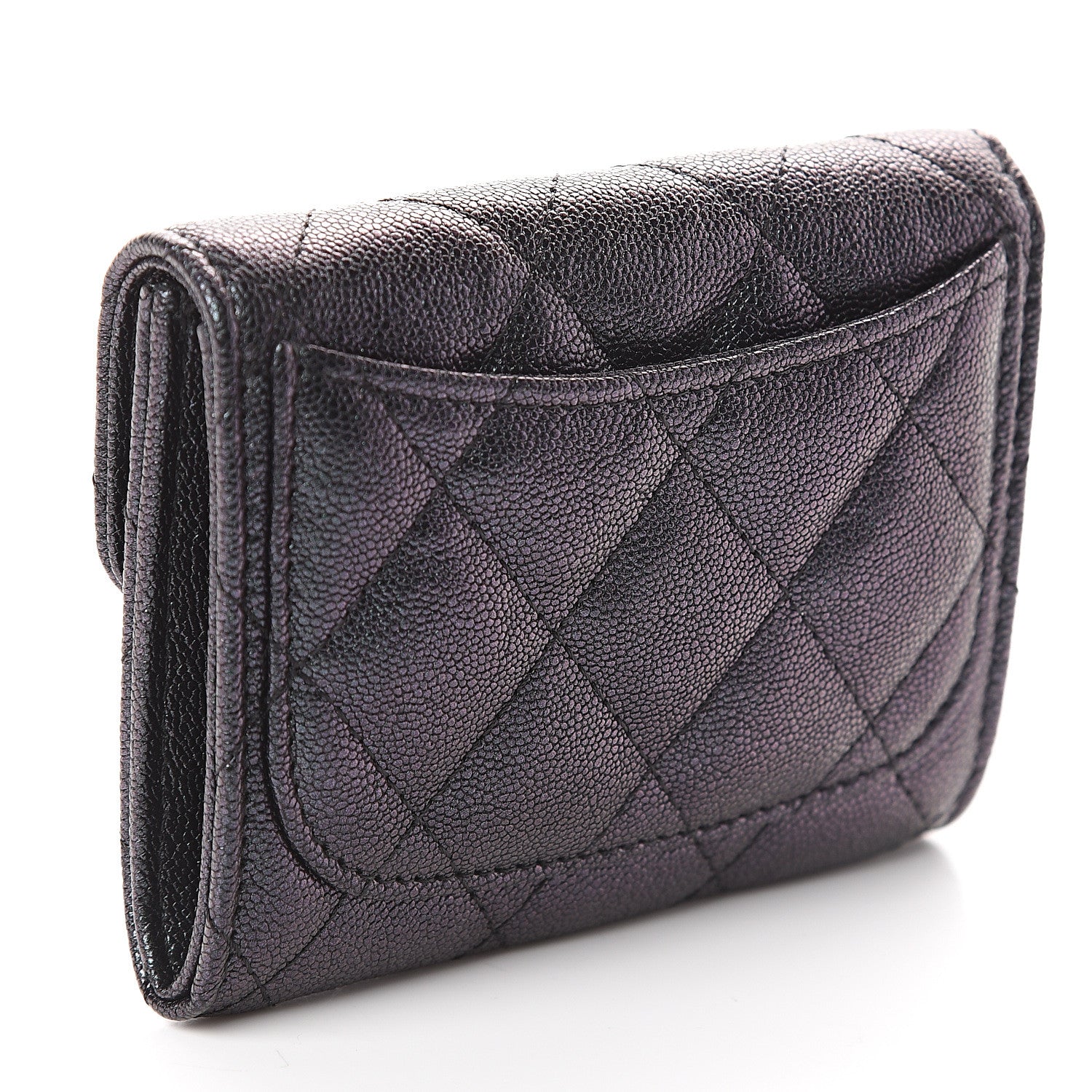 Chanel Iridescent Caviar Quilted Flap Card Holder Wallet Black 2 of 8