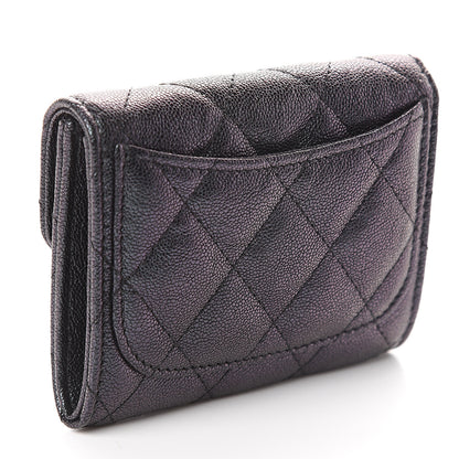 Chanel Iridescent Caviar Quilted Flap Card Holder Wallet Black 2 of 8
