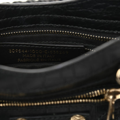Balenciaga Calfskin Crocodile Embossed Giant 12 Gold Hardware Mini City Black 6 of 7