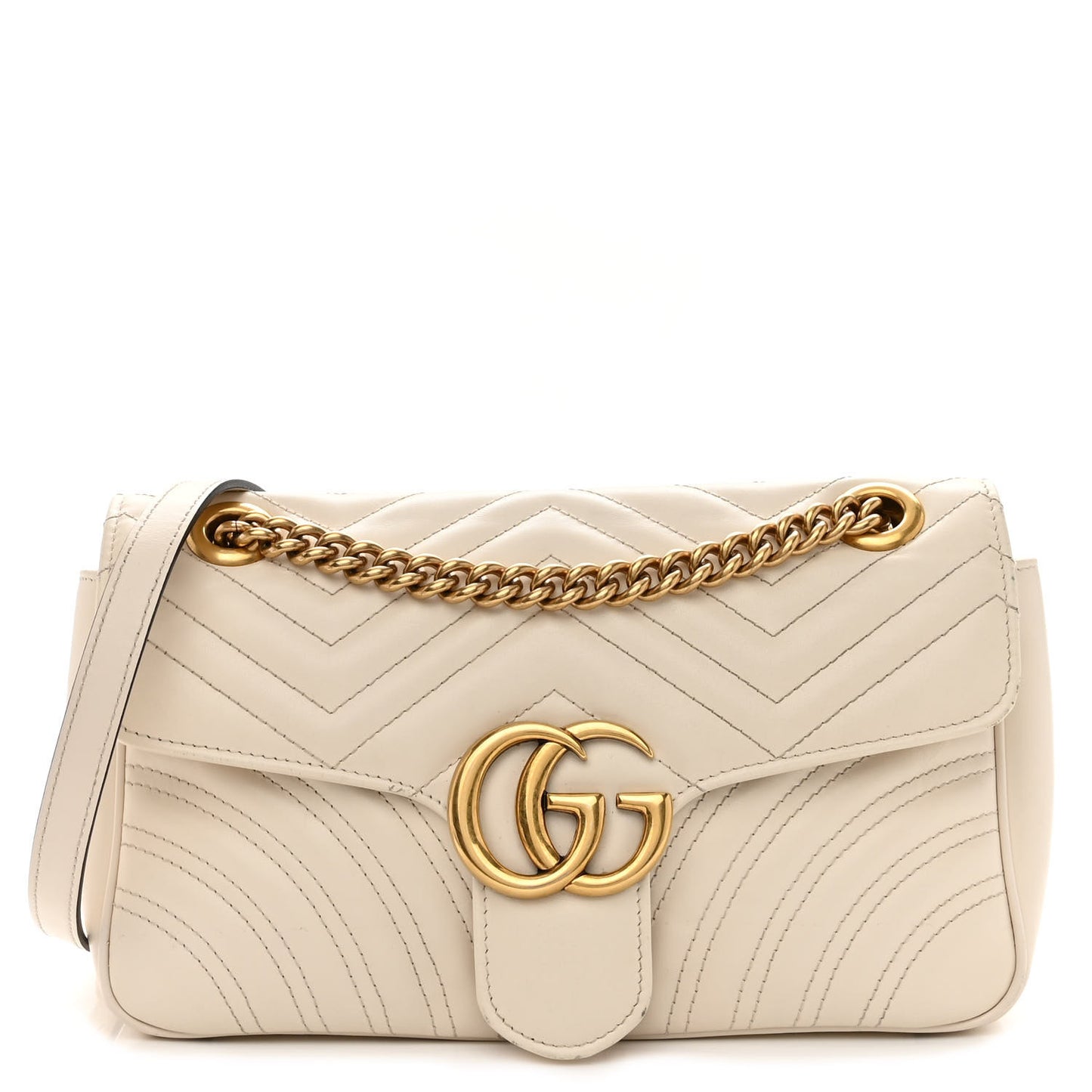 Calfskin Matelasse Small GG Marmont Shoulder Bag White