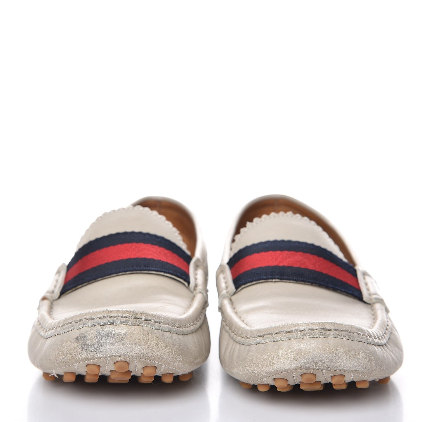 Calfskin Web Driver Loafers 38.5 Mystic White