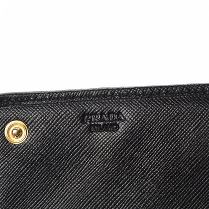 Prada Saffiano Metal Quilted Continental Flap Wallet Nero Black 5 of 9