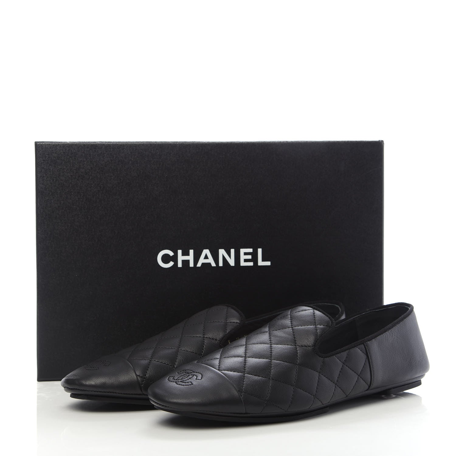 Chanel Lambskin Quilted Cap Toe Slipper With Pouch 39 Black 10 of 10